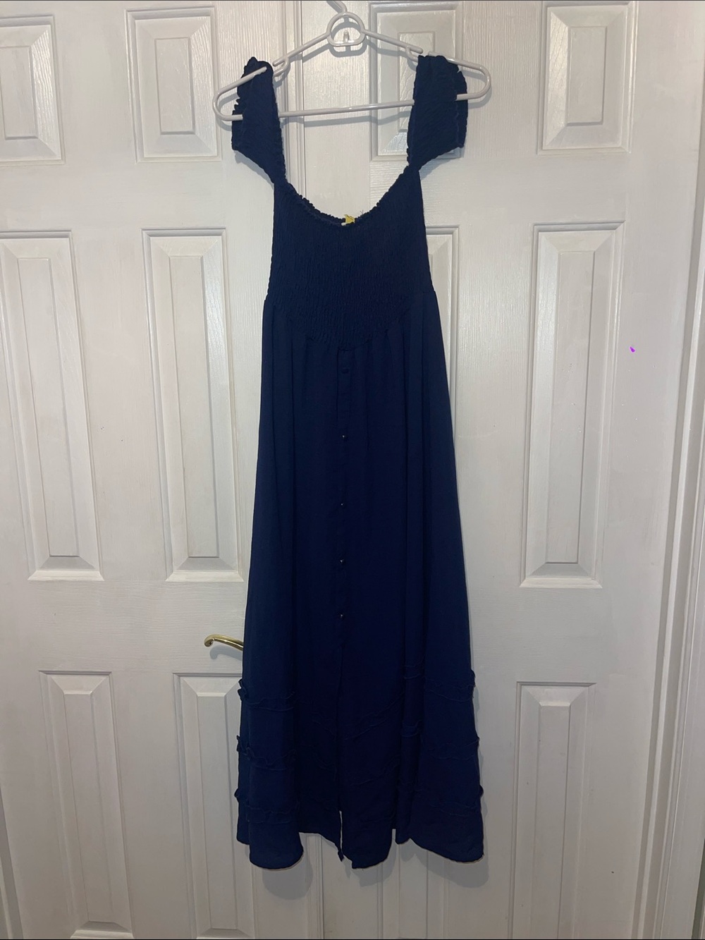 sofia by sofia vergara Navy Smocked Maxi Dress with Ruffle Straps